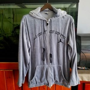 EUC Vintage Y2k 2000s Grey Tag Nike Jordan Velour Track hoodie zip jacket